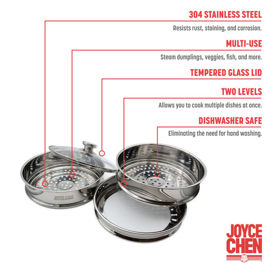 2-Tier Stainless Steel Steamer, 10-inch