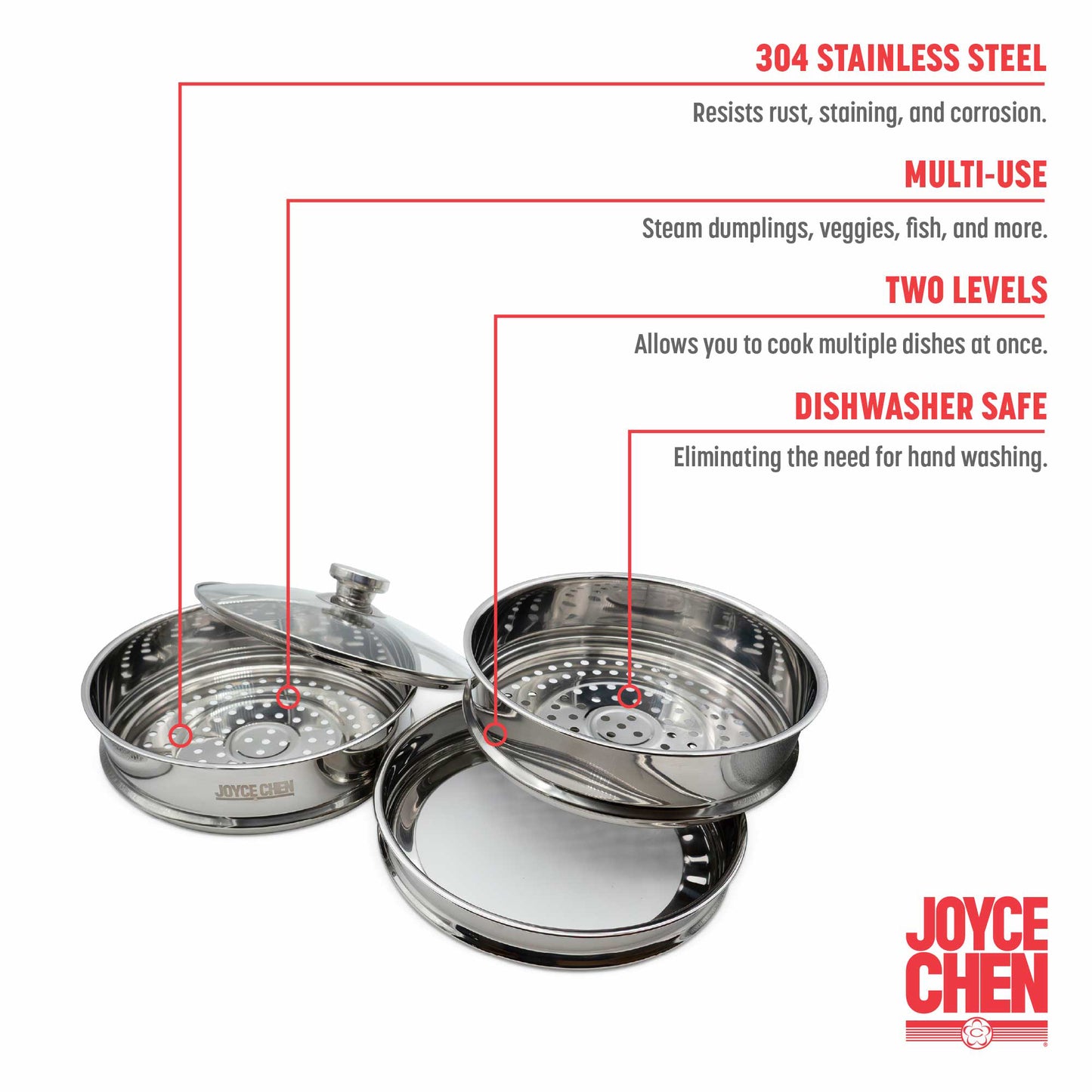 2-Tier Stainless Steel Steamer, 10-inch