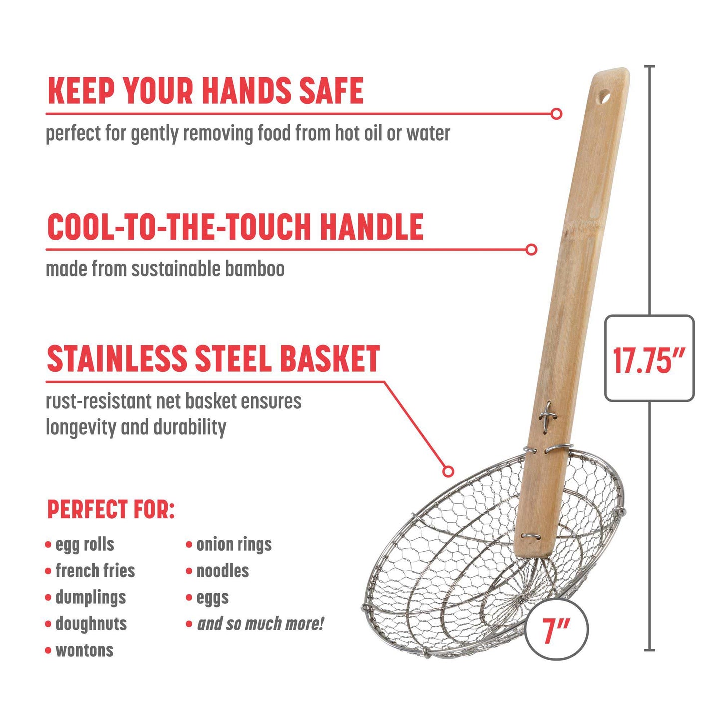 Stainless Steel Spider Strainer, 7-Inch