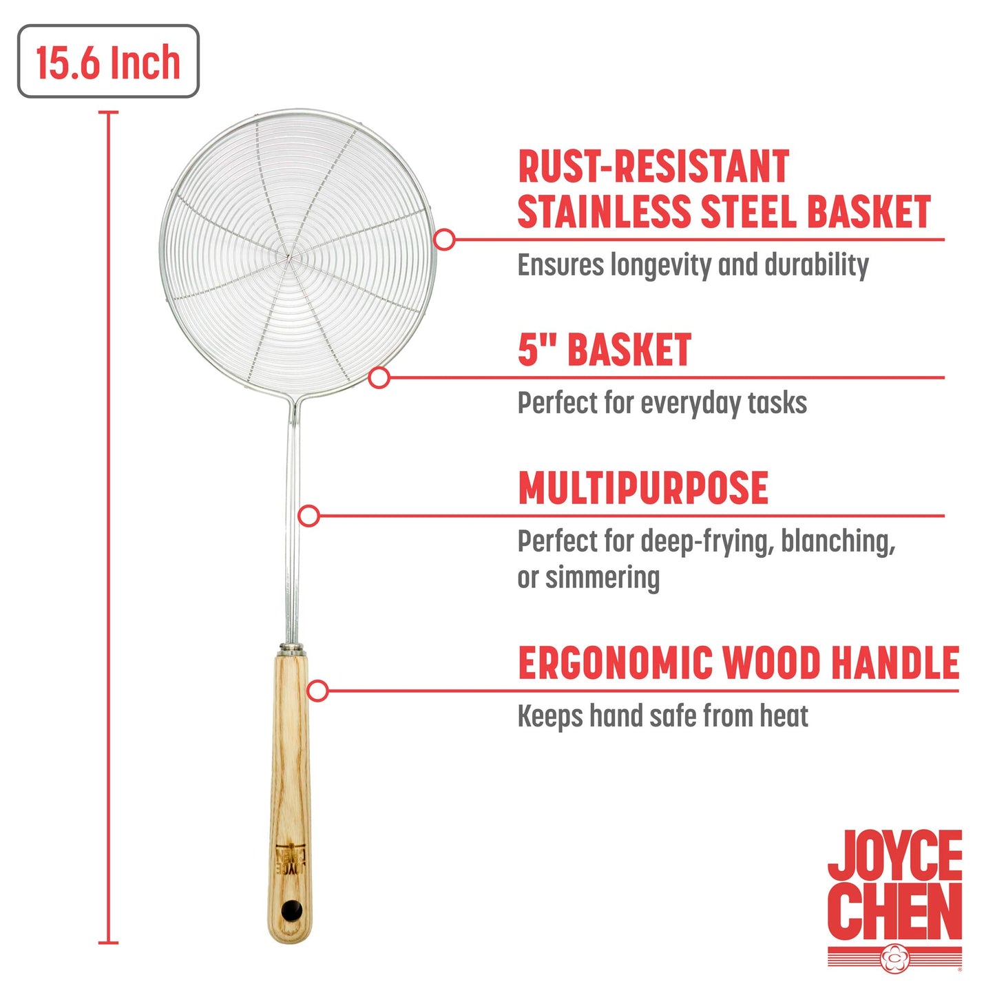 Deluxe Stainless Steel Spider Strainer, 5-Inch Basket