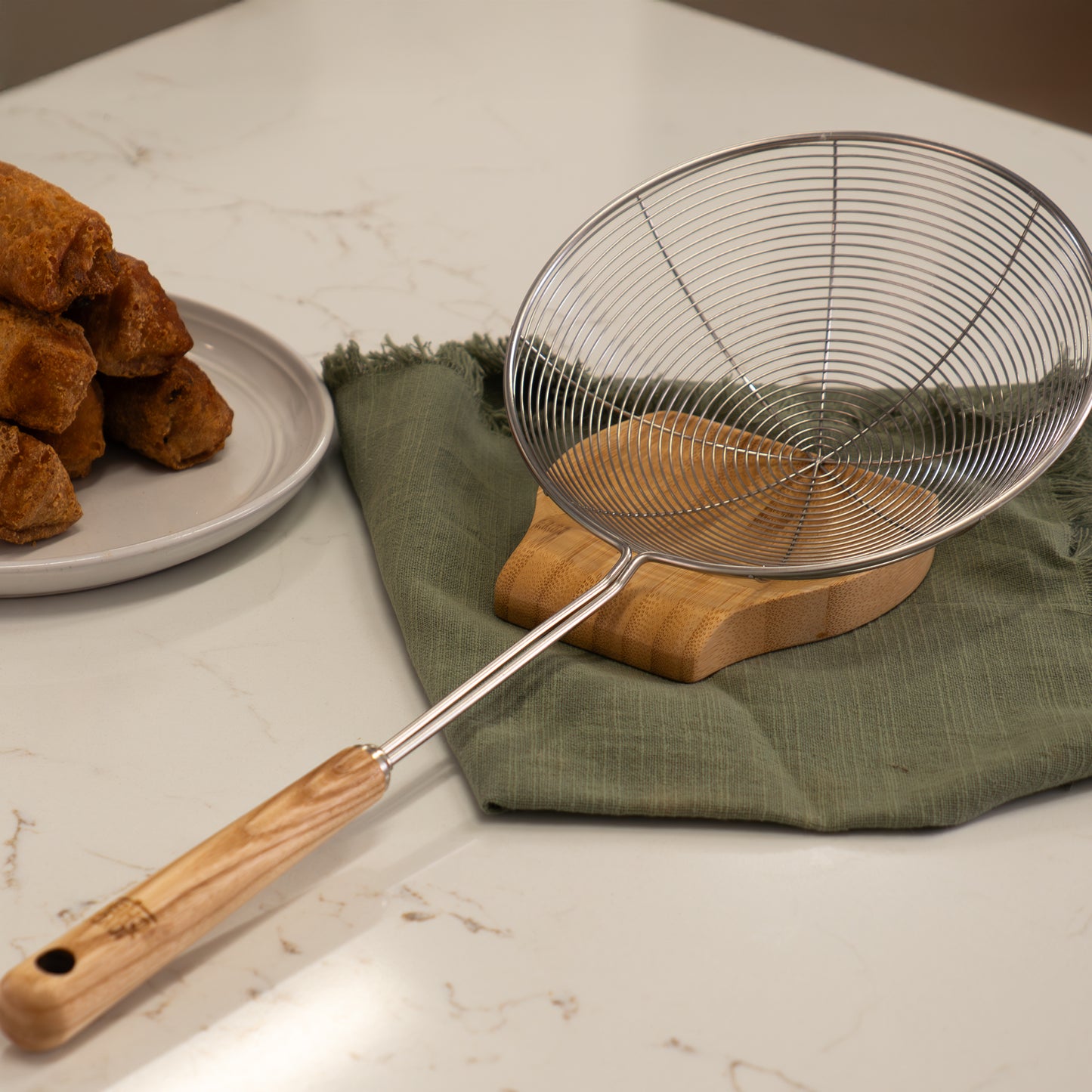 Deluxe Stainless Steel Spider Strainer, 7-Inch Basket