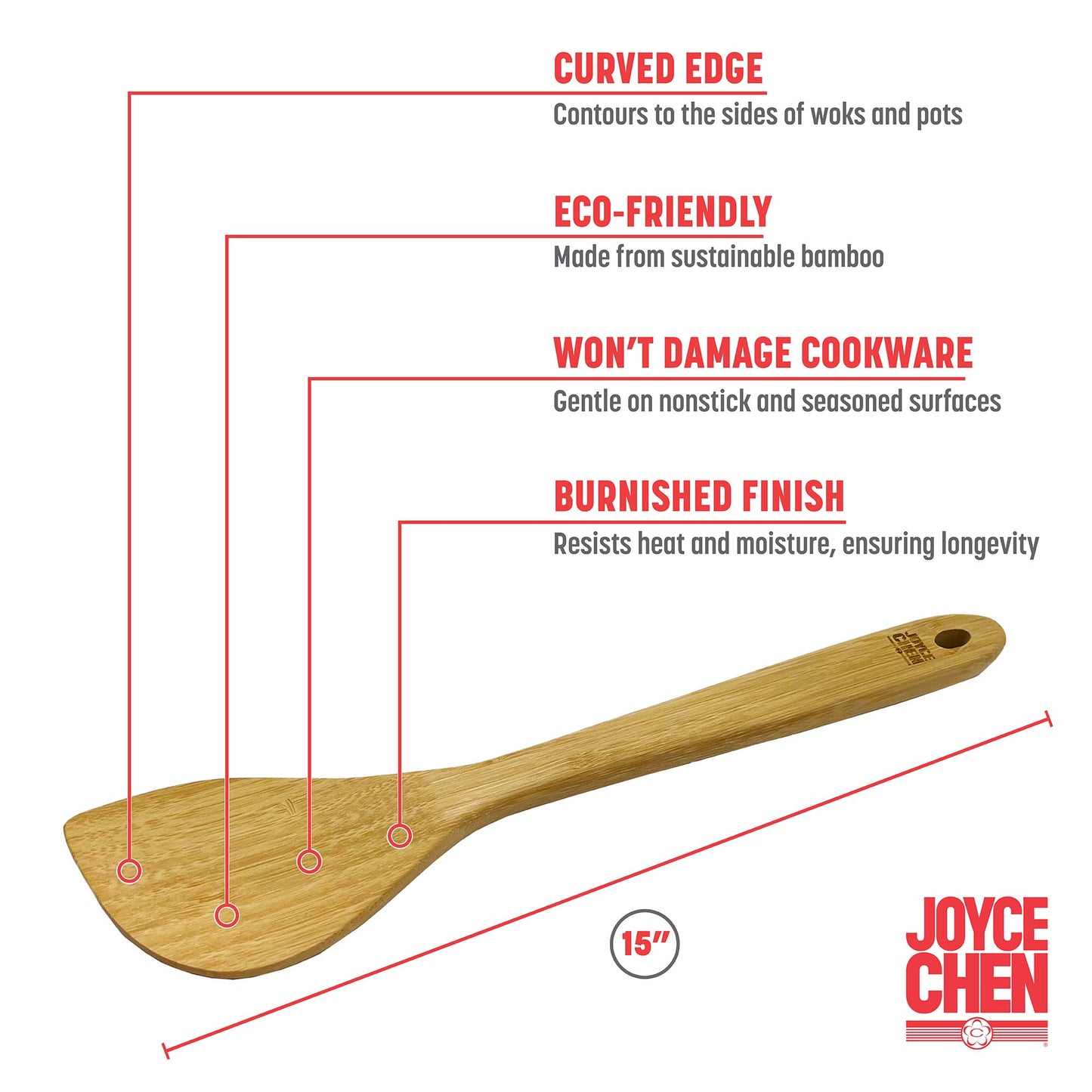 Burnished Bamboo Wok Spatula, 15-Inch