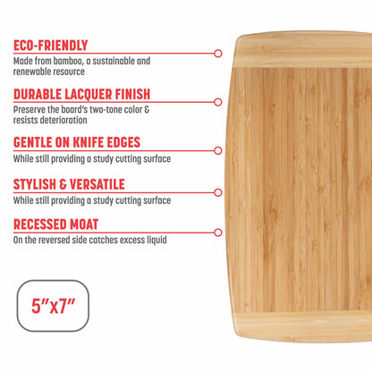 Compact Burnished Bamboo Cutting Board, 5x7 Inches
