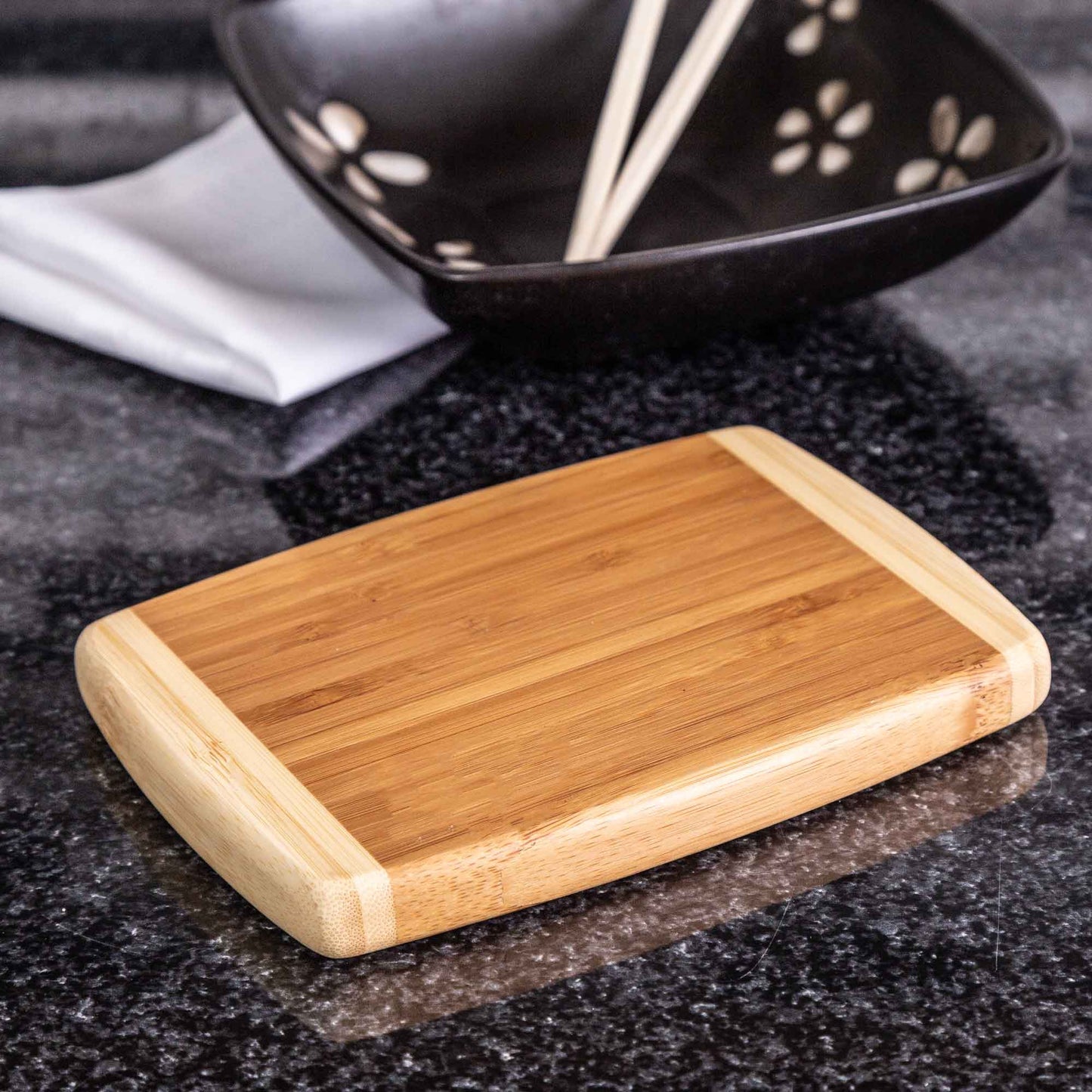 Compact Burnished Bamboo Cutting Board, 5x7 Inches