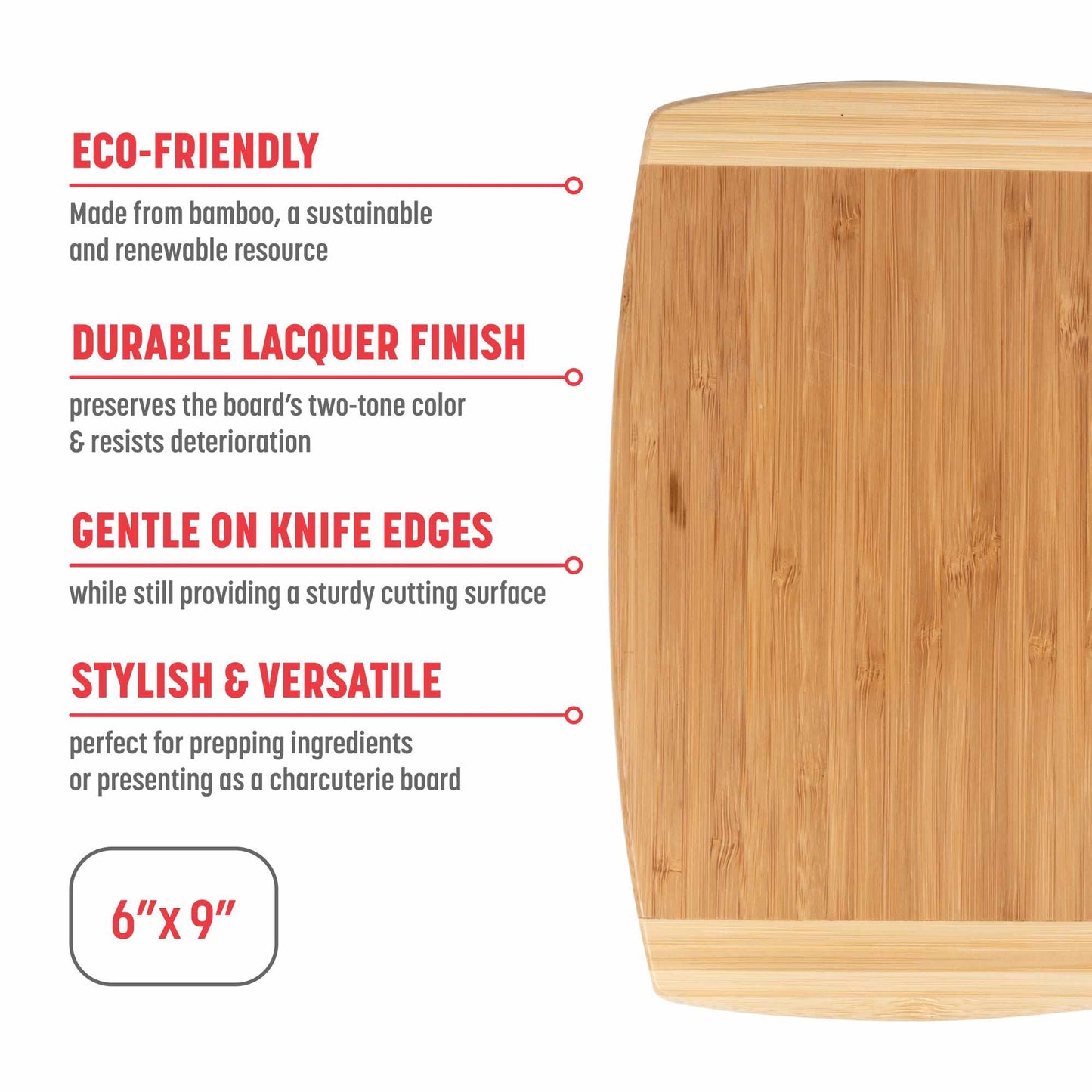 Small Burnished Bamboo Cutting Board, 6x9 Inches