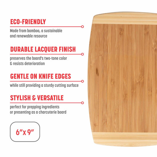 Small Burnished Bamboo Cutting Board, 6x9 Inches
