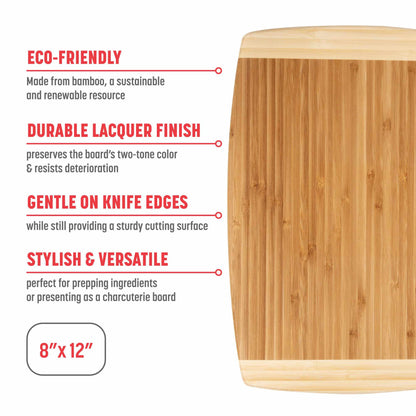 Medium Burnished Bamboo Cutting Board, 8x12 Inches