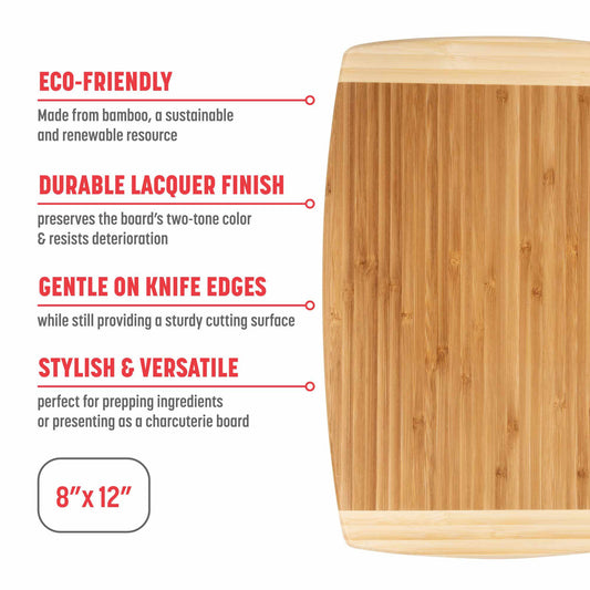 Medium Burnished Bamboo Cutting Board, 8x12 Inches