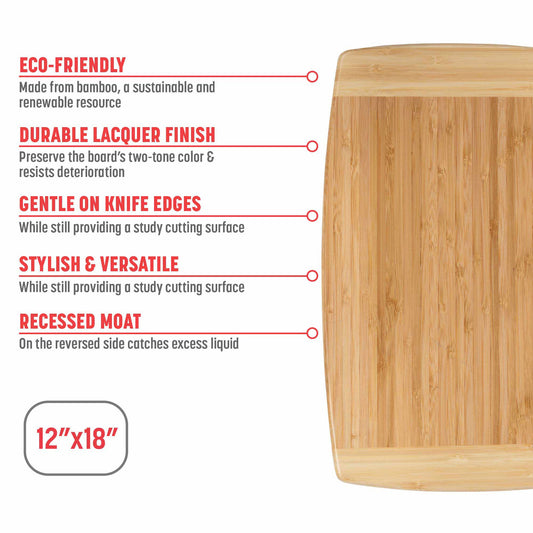 Extra Large Burnished Bamboo Cutting Board, 12x18-Inch
