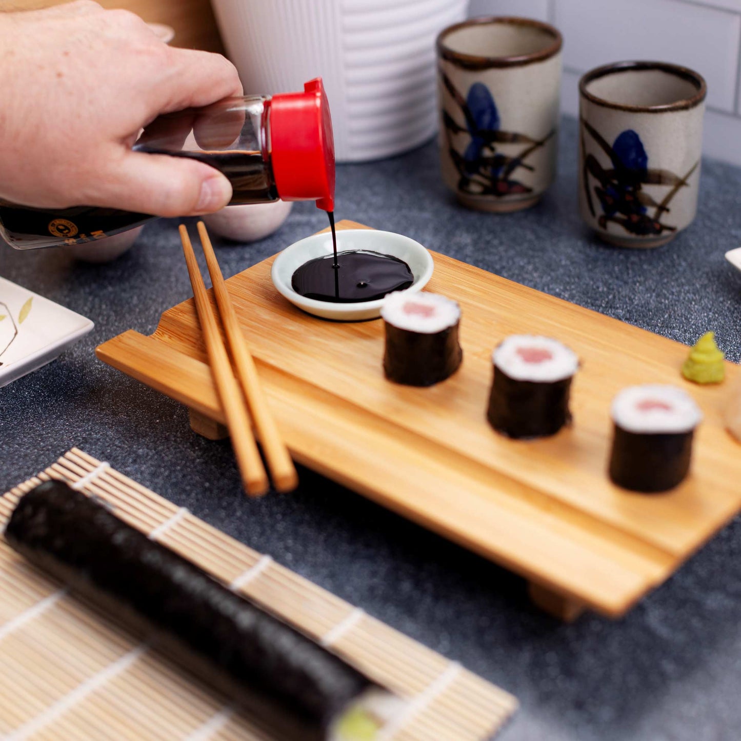 Burnished Bamboo Sushi Board Set