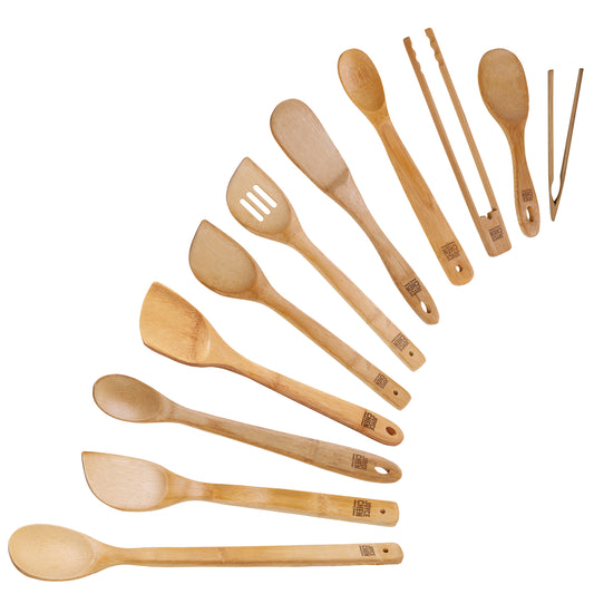 11 Piece Burnished Bamboo Utensil Set