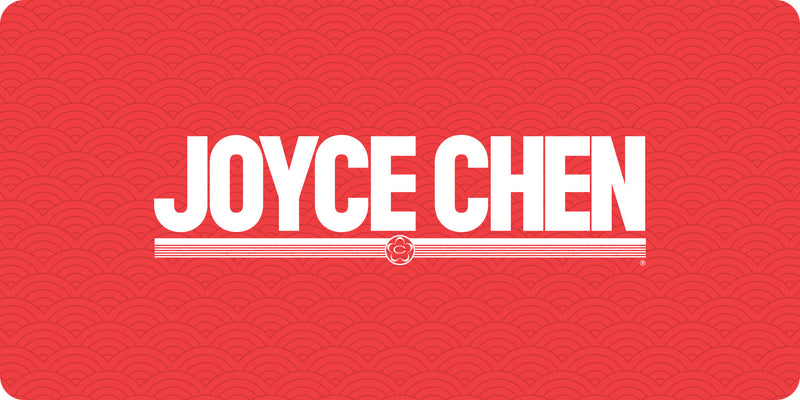 Red gift card with 'JOYCE CHEN' printed on it
