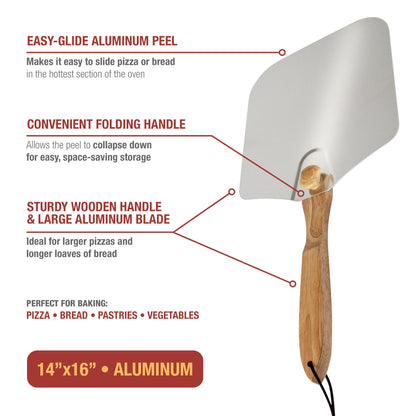 Pizza Peel With Folding Handle, 14x16-Inch