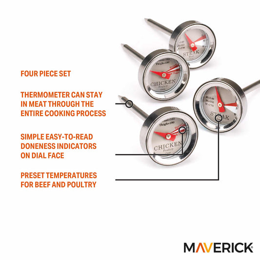 Mini Steak & Chicken Thermometer Set, 4 Piece