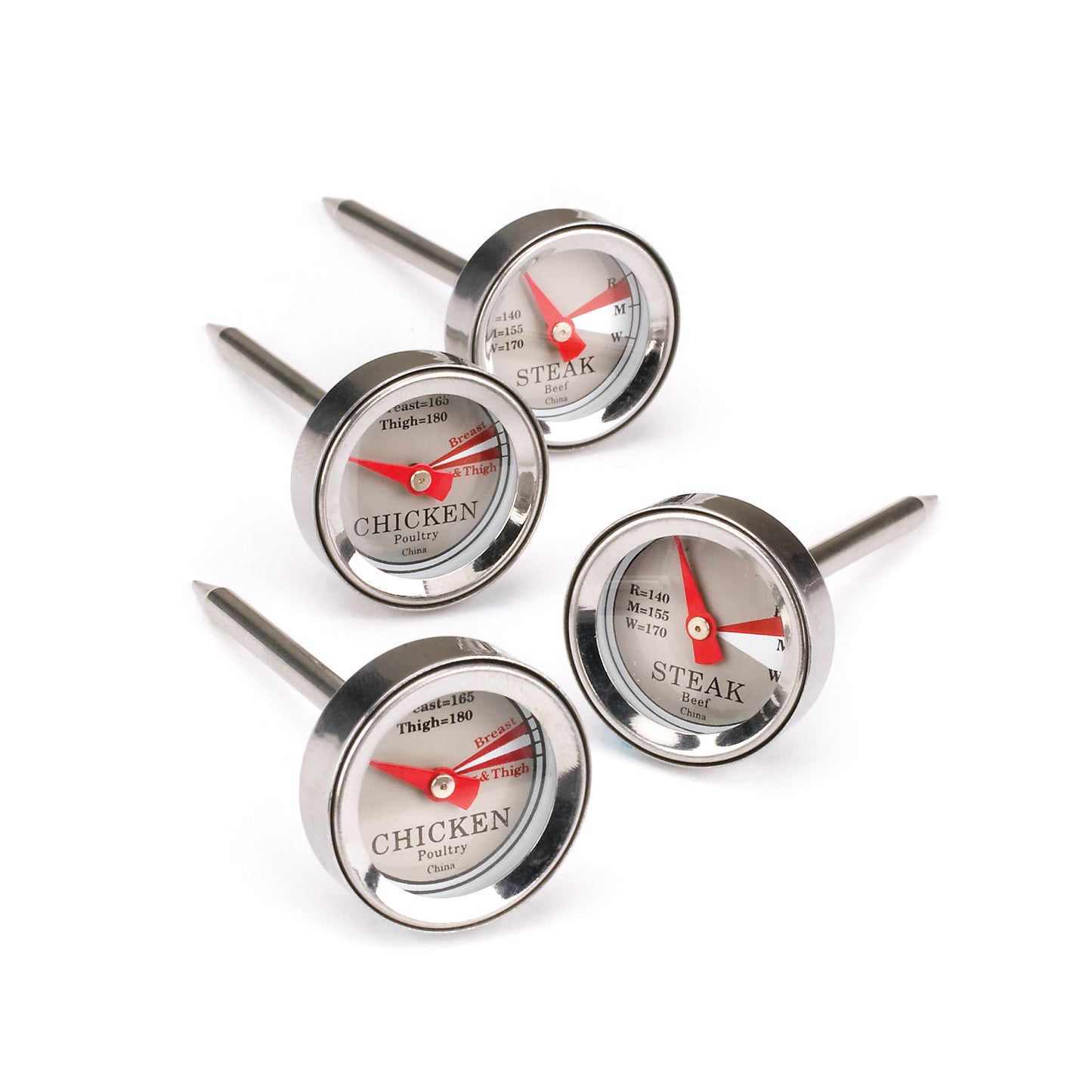 Mini Steak & Chicken Thermometer Set, 4 Piece