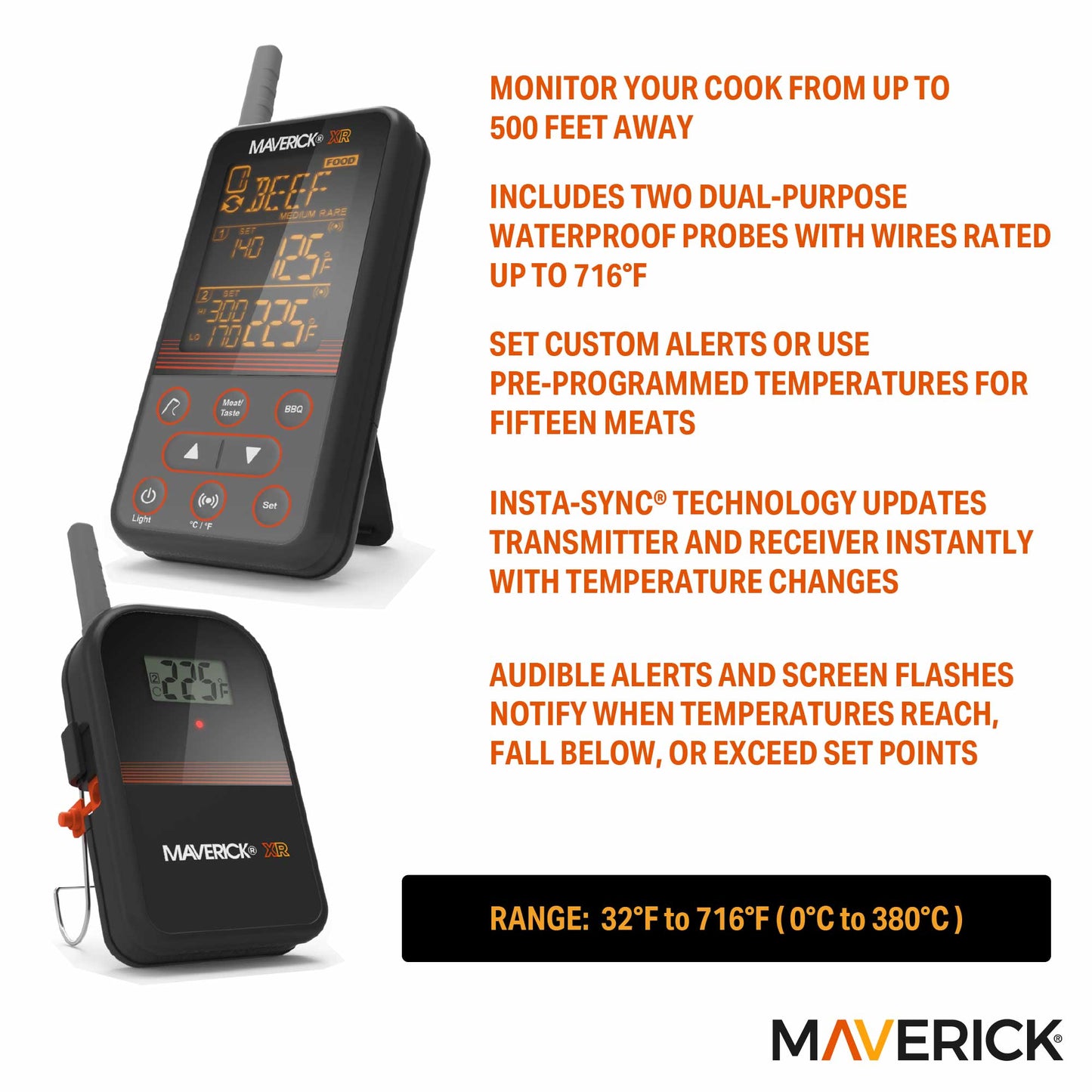 Extended Range Professional Wireless Thermometer, Dual Probe