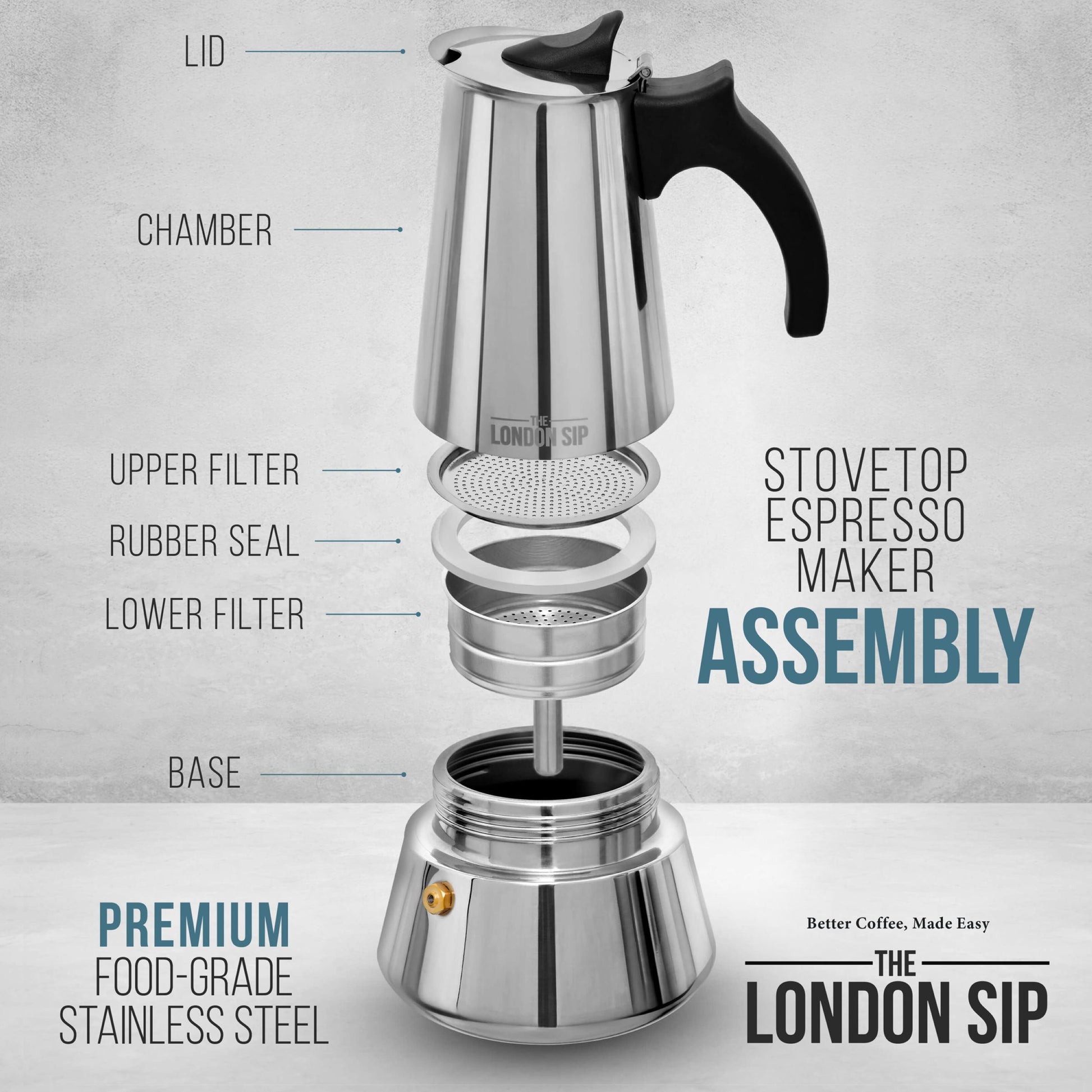 KSP Milan Stovetop Espresso Maker (Stainless Steel)