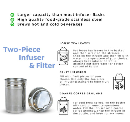 Tea Infuser Bottle 2-Pack, 25 Ounce