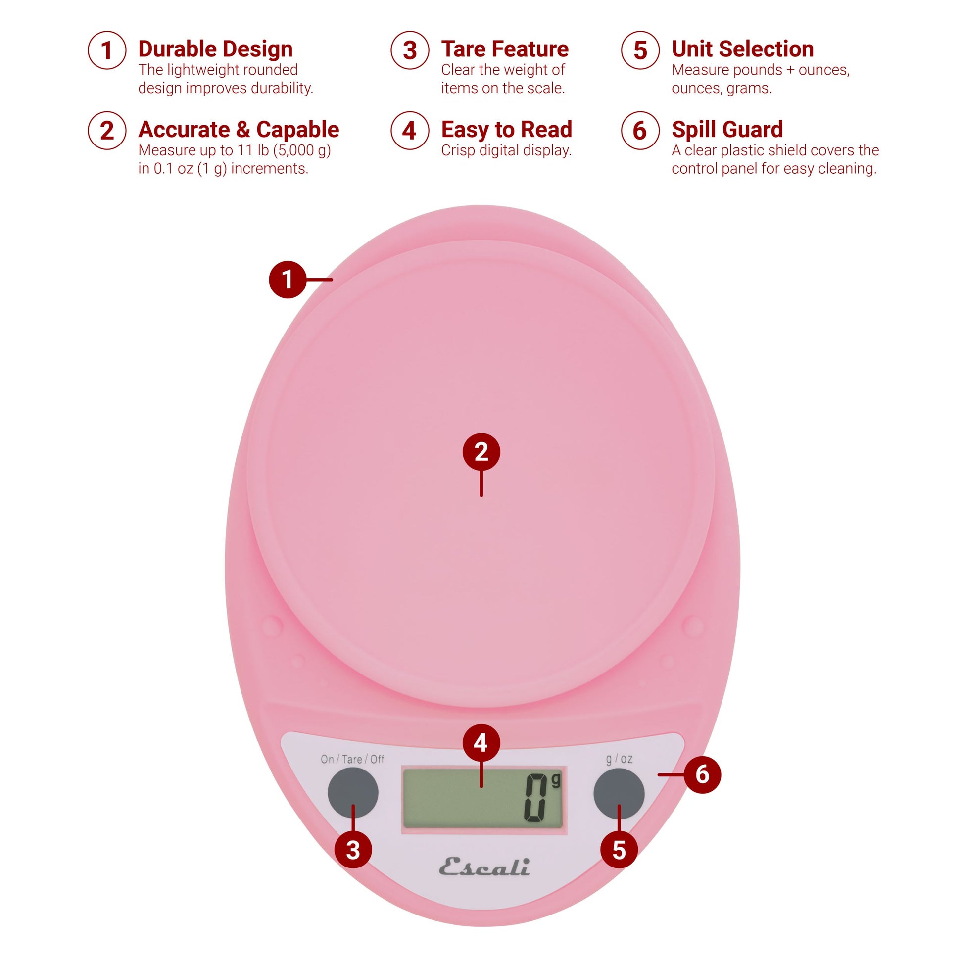 Escali Primo Digital Scale - Pink – The Seasoned Gourmet