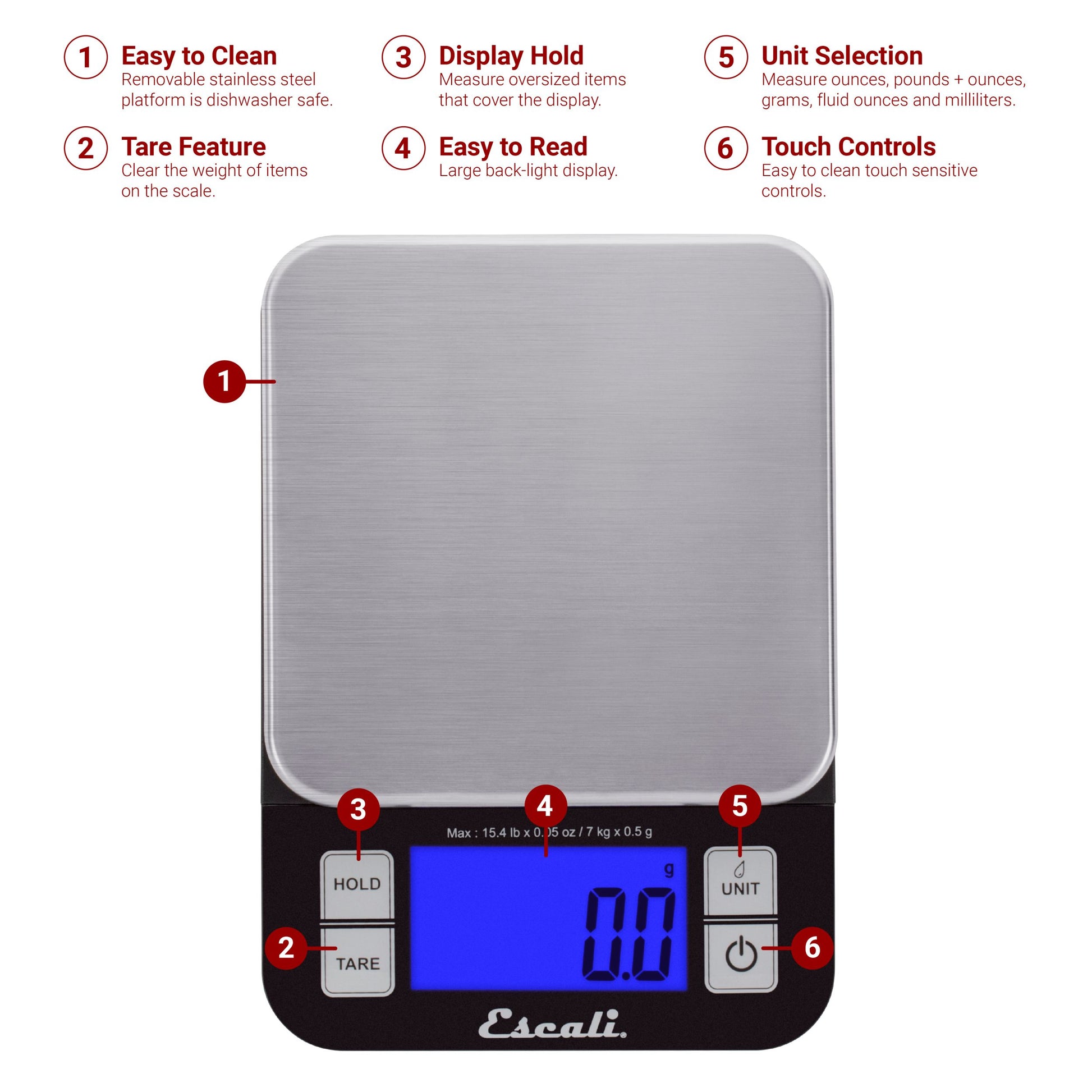 My Weigh Maestro Digital Kitchen Scale + Slide Out Precision Platform