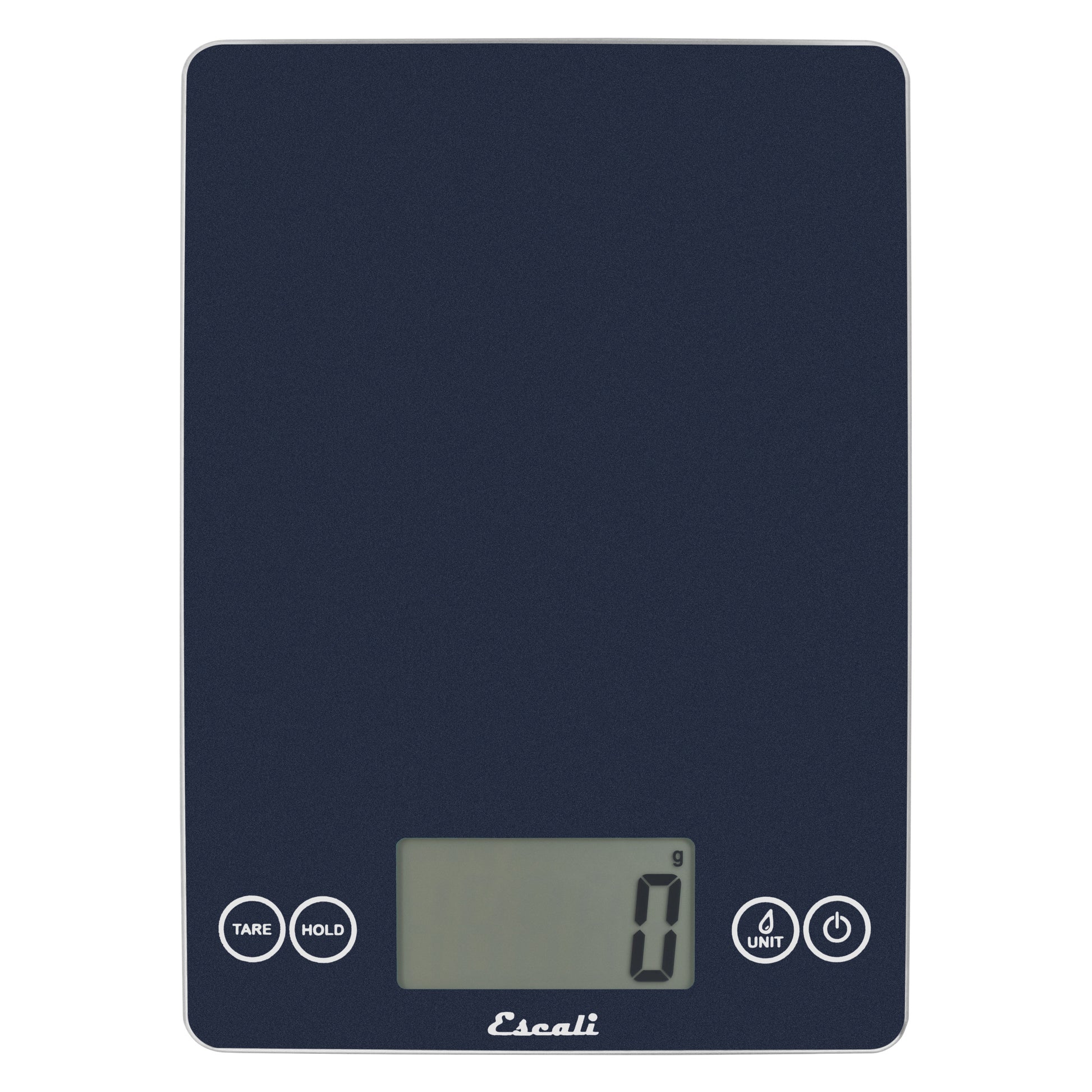 A photo of a blue mirage color ARTI Digital Kitchen Scale on a white background.