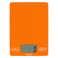 A photo of a orange sol color ARTI Digital Kitchen Scale on a white background.