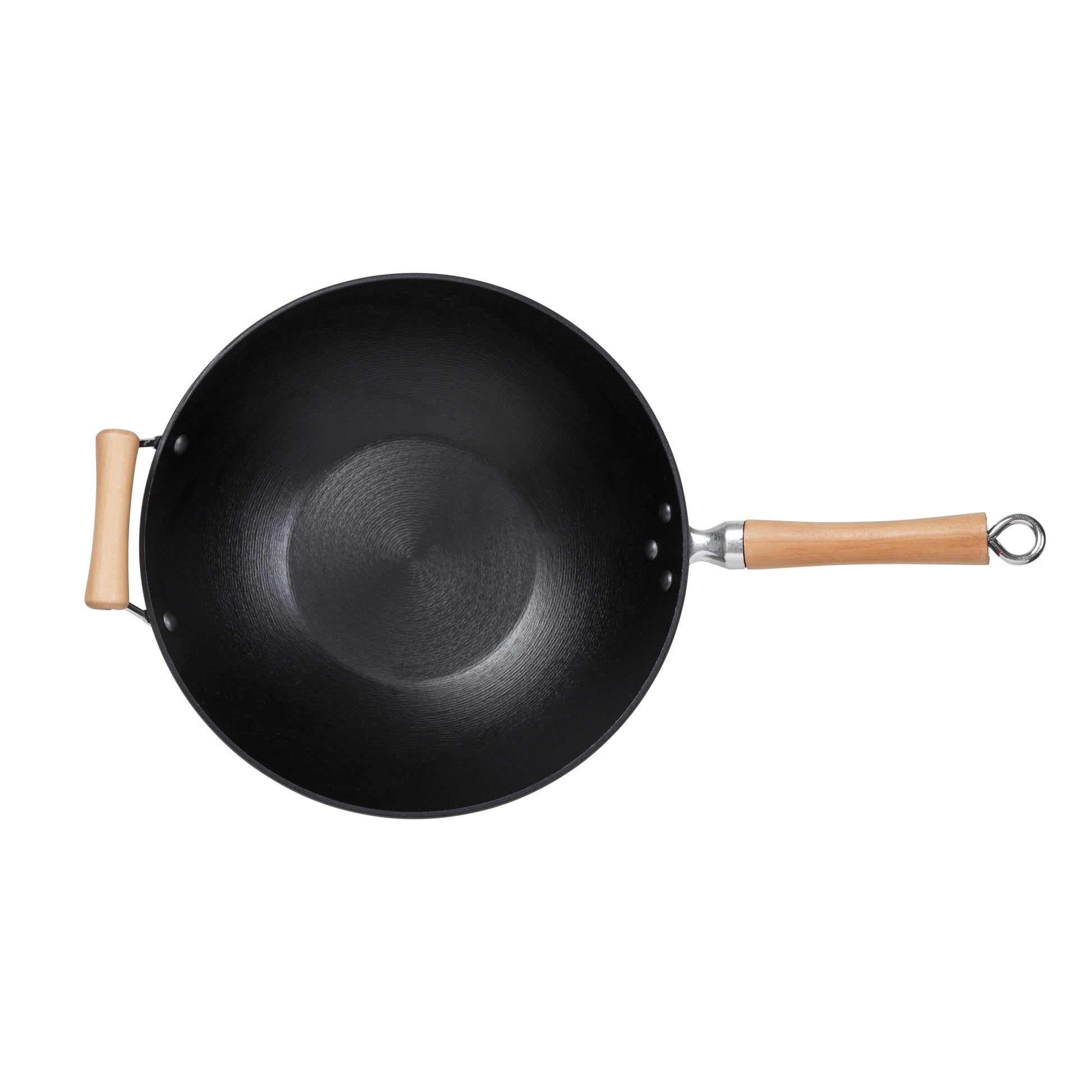  Cast Iron Wok with Handle - Seasoned 14 Inch Flat Bottom Wok  for Deep Frying Pan with Flat Base for Stir-Fry, Grilling, Frying, Steaming  - For Authentic Asian, Chinese Food: Home