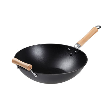 Cast Iron Wok with Handle - Seasoned 14 Inch Flat Bottom Wok for Deep  Frying Pan with Flat Base for Stir-Fry, Grilling, Frying, Steaming - For