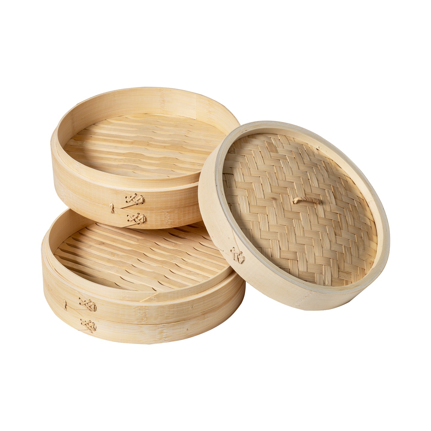 2-Tier Bamboo Steamer Baskets, 10-Inch